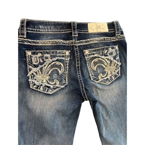 MISS ME Rhinestones embroidered capri jeans size 28 - Picture 4 of 10